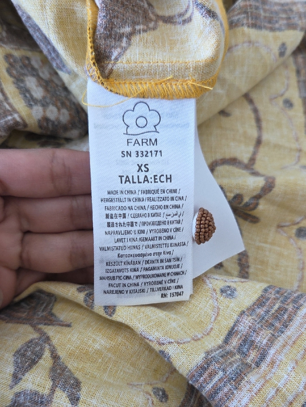 Farm Rio Golden Oasis Yellow Sleeveless Dress - Picture 6 of 6